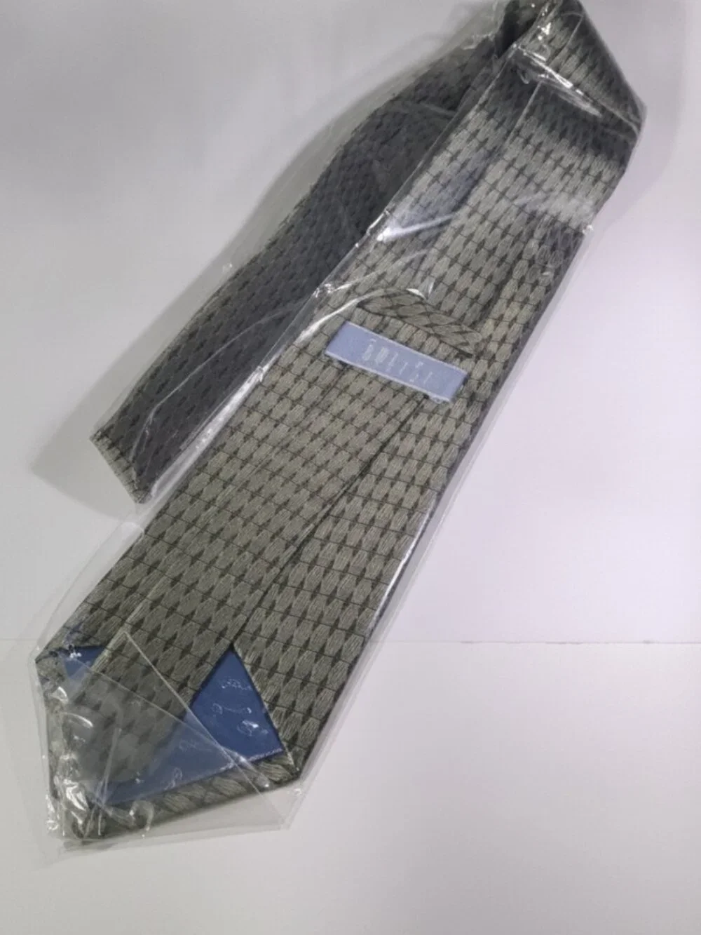 Belisi Men's Olive Green Geometric Pattern Necktie NWT